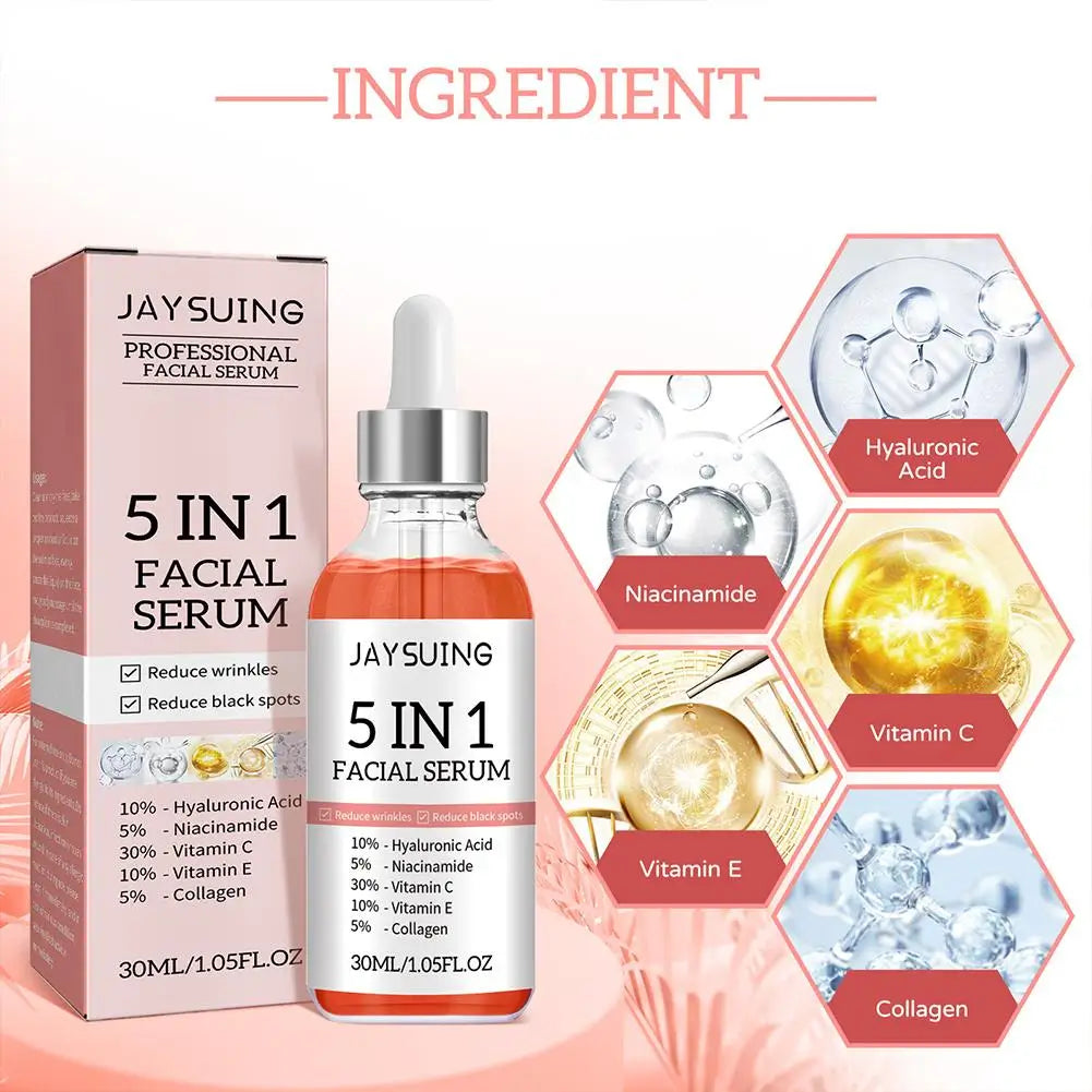 5-in-1 Face Serum – Vitamin C + Hyaluronic Acid for Firm, Bright & Smooth Skin