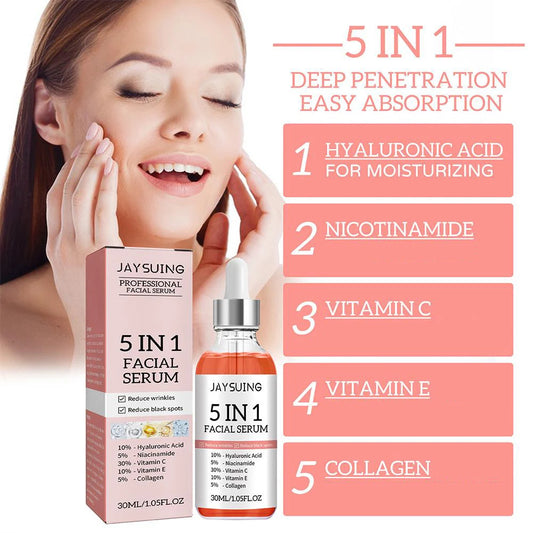 5-in-1 Face Serum – Vitamin C + Hyaluronic Acid for Firm, Bright & Smooth Skin