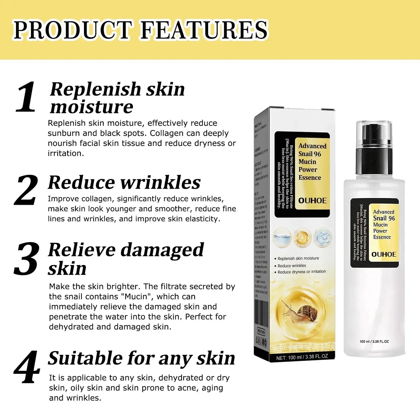 Snail Mucin Face Cream – Anti-Wrinkle, Repair & Brighten
