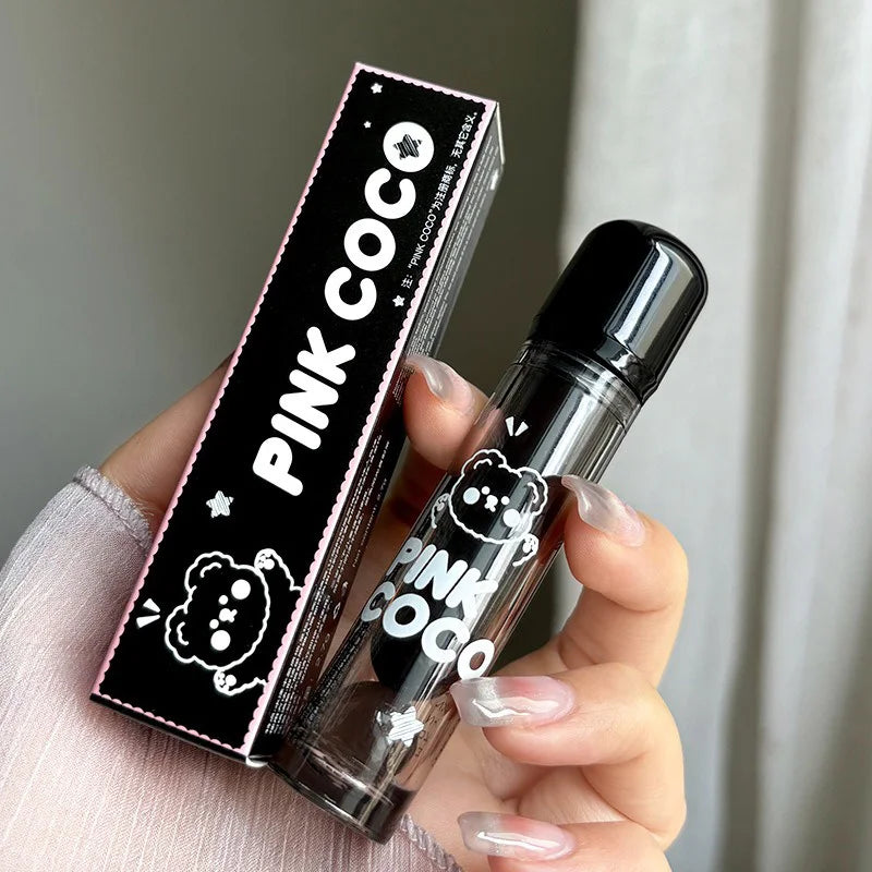 PINKCOCO Bear Mirror Lip Glaze – Long-Lasting Shine & Bright Nude Tint