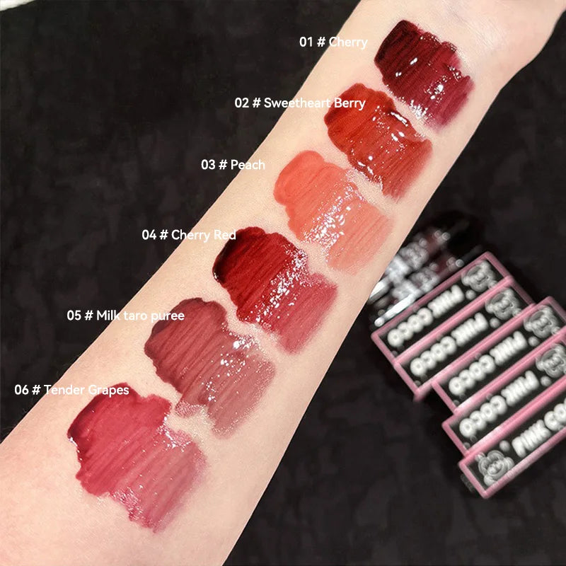 PINKCOCO Bear Mirror Lip Glaze – Long-Lasting Shine & Bright Nude Tint
