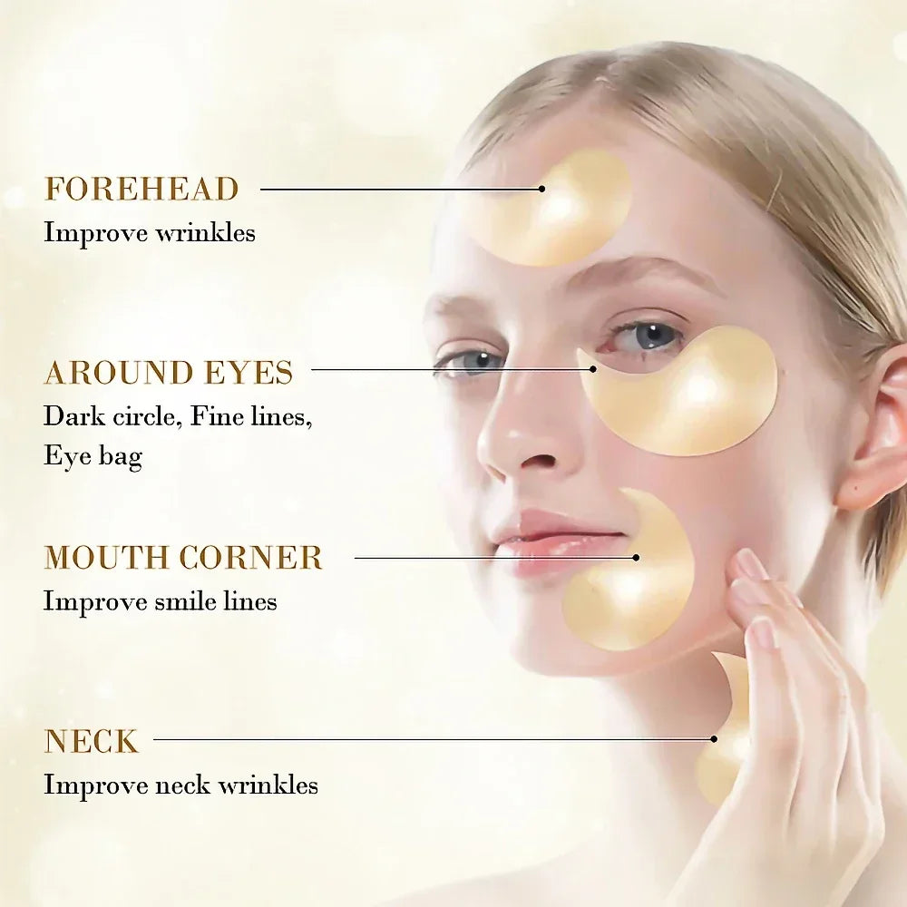 24K Gold Hyaluronic Acid Eye Mask – Dark Circle Remover & Collagen Eye Patches