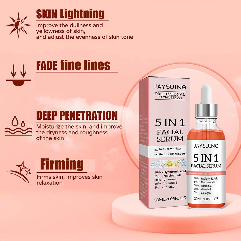5-in-1 Face Serum – Vitamin C + Hyaluronic Acid for Firm, Bright & Smooth Skin