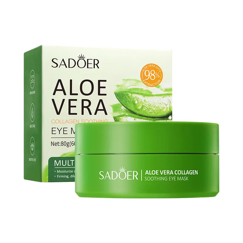 SADOER 60pcs Eye Mask – Collagen & Aloe Vera for Dark Circles, Puffiness & Moisturizing Care