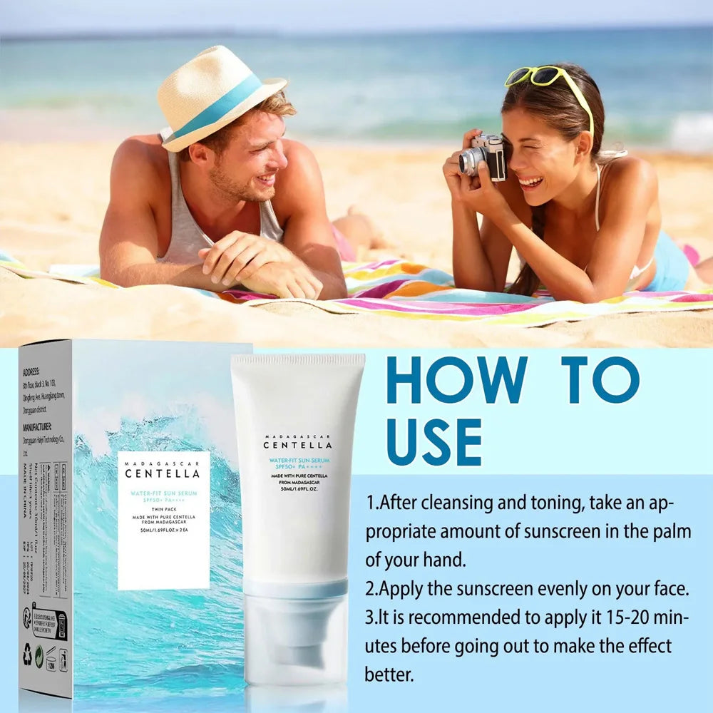 50+ Korean Centella Sunscreen – Whitening & Moisturizing Sunblock for Face & Body
