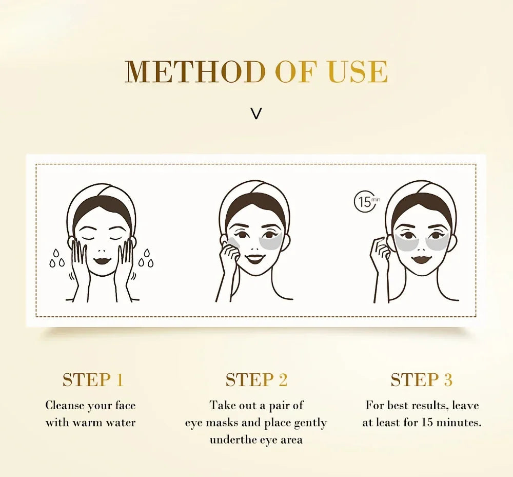 24K Gold Hyaluronic Acid Eye Mask – Dark Circle Remover & Collagen Eye Patches